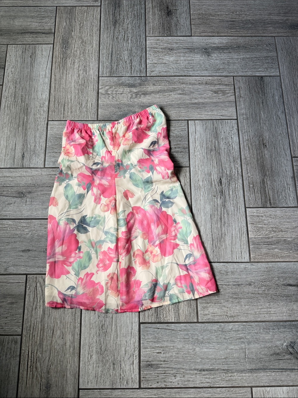 Floral Pink & Cream Midi Skirt